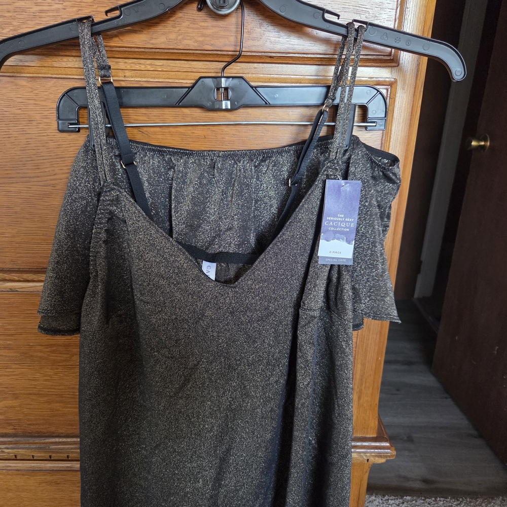 Cacique Black Glitter Pajama Set